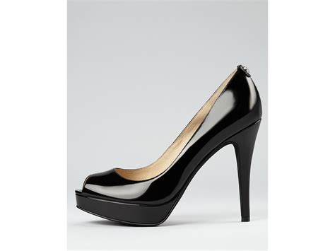 michael kors patent leather peep toe pumps|patent leather peep toe platform pump.